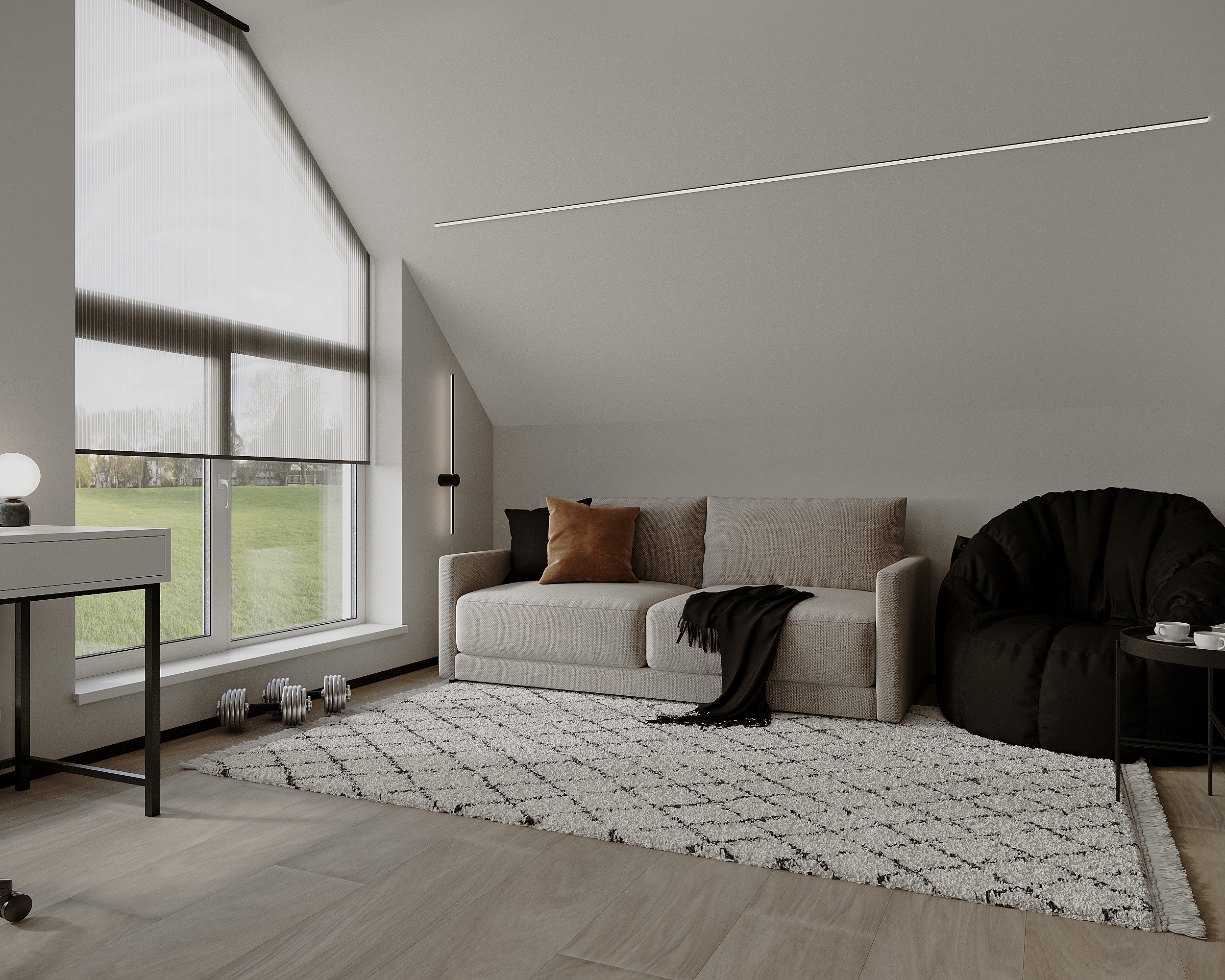 Design interior pentru o mansardă la casă particulară